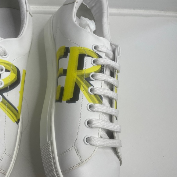 Burberry White Yellow Graffiti Logo Sneakers Italy Size 43 ITLE0SH074CAS - Picture 8 of 13
